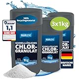 AGUALEVE® Chlorgranulat schnelllöslich 3X 1kg *NEU* | Sichere und schnelle Desinfektion | Für Pools, Aufstellpools, Whirlpools, Planschbecken | Deutsche Markenqualität | mit Note 1,1 getestet