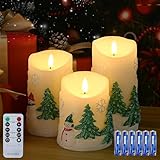 EXTSUD 3 Stück LED Kerzen Flammenlose Kerzen mit Timer und Batterien Weihnachtsbaum Beleuchtung LED Echtwachskerzen Adventsgesteck LED Kerzen für Weihnachten und Partys