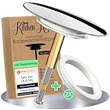 Kitchen Helpis® Edler Badewannenstöpsel universal, ⌀ 72mm Stöpsel, rostfrei, für alle gängigen Wannen, höhenverstellbarer Badewannen Stöpsel Verschluss, V2.0-100% dicht, mit 2 Doppeldichtungen