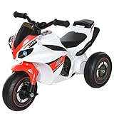 HOMCOM Rutscher Kinder-Motorad Rutscherfahrzeug Kinderfahrzeug für 18-36 Monate mit Musik Weiß 74 x 39 x 48 cm