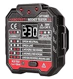 Socket Tester, SP-Cow Spannungsanzeige Steckdosen Tester 48-250 V Steckdose, Neutralleiter und Erde Tester LCD-Anzeige, CAT II 300 V, RCD