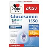 Doppelherz Glucosamin 1550 mit Kollagen & MSM - Mit Vitamin C als Beitrag zur normalen Kollagenbildung für eine normale Knorpelfunktion – 2er Pack (2 x 40 Kapseln)