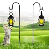 SEGNAYEN Schäferhaken für Gartenlichter, Metall-Schäferhund, mit Sockel, 81 cm, verstellbare Outdoor-Gartenhaken, Stangen zum Aufhängen von Laternen, Pflanzkörben, Schwarz, 2 Stück