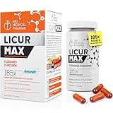 Kurkuma Kapseln hochdosiert – 185x Höhere Bioverfügbarkeit – Hochdosiertes Mizellen Curcumin – 1 Vegane Kapsel täglich – Entspricht 6.600 mg Kurkuma Pulver – Licur Max (Monatspack)