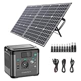 SWAREY Tragbare Powerstation 222Wh mit 100W Solarpanel, 300W (Spitze 600W) AC Ausgang, 65W USB-C Anschluss, Solargenerator für Camping Reisen Wohnmobil Notfall