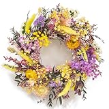 KI Store klein Türkranz Frühling Trockenblumen Kranz 28cm Natur Trockenblumenkranz fur Fenster kuche (Frühling)