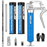 KRETLAW Mini Schmierpressen Kit，kleine Fettpresse (3000 PSI) mit doppelter 85G Kartuschenfett und 305mm Flexschlauch, verstärkte Kupplung für Automotive und Marine