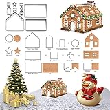 Ausstechformen Weihnachten Lebkuchenhaus Ausstecher Set, FantasyDay 10 Stück Edelstahl Plätzchen Ausstecher Keksausstecher Xmas Cookie Cutters für Motivtorten Geburtstag Torten Fondant Kekse Sandwich