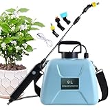 Drucksprüher 8 Liter, Gartenspritze Drucksprüher 8l, 3 Nebeldüsen Elektrischer Gartensprüher, 2400-mAh-Akku Elektrischer Pflanzensprüher Für Den Garten, Gartensprüher, Unkrautsprüher Und Wassersprüher