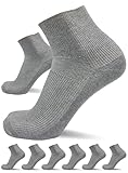 sogzz Diabetikersocken Herren Damen | 6 Paar | ohne Gummibund, ohne Naht, Kurzsocken, kurze Diabetiker Socken, Quarter Socken kurz, 80% Baumwolle, Modell: Diabetic Quarter, 39-42 Grau