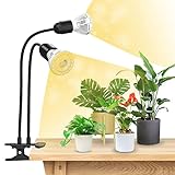 SANSI LED Pflanzenlampe Vollspektrum für Zimmerpflanzen, 20W Wachstumslampe mit Starker Griff Clip, 360° Schwanenhals, 2 E27 Pflanzenwachstumsbirnen, für Indoor Pflanzenwachstum, Garten, Gewächshaus