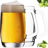 PLATINUX Bierseidel mit Henkel aus Glas Set 2-Teilig 300ml (max. 375ml) Bierkrug Bierkrüge Biergläser 0,3L Maßbierkrug