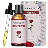 Migcaput Ätherische Öle Rosenöl 100 ml,100% Reine Natürliche ätherische Öle, Ätherisches Aromatherapieöl von Erstklassige Qualität, Duftöle für Diffusor, Luftbefeuchter, Entspannen, Massage, Bad