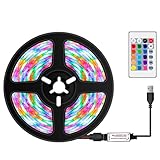 Dimmbare RGB-LED-Streifen mit IR-Fernbedienung, 16 Farben und 4 Beleuchtungsmodi, 0,5 m, 30 LEDs, Lichtschlauch für TV, Computer, Desktop-Hintergrund, Zuhause, Küche, dekorative Beleuchtung