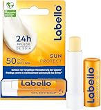 Labello Sun Protect LSF 50, wasserfeste Lippenpflege mit hohem Sonnenschutz, mineralölfreie Lippenpflege mit Sheabutter, Vitaminen & natürlichen Ölen (4,8 g)
