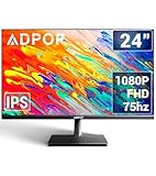 ADPOP 24 Zoll Computer Monitor Mit IPS Bildschirm, FHD 1080p PC Monitor, 75 Hz, Eingebaute Lautsprecher, Blaulichtfilter, Blendfreie, 24 Zoll Desktop Display mit HDMI/VGA/Audio/Freesync, Neigung