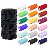 18 Farben Makramee Garn, 2mmx30m Baumwollkordel Bunt Cotton, Basteln Baumwollgarn Cord für handgemachte Wandbehänge, DIY, Basteln, Stricken