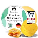 Emma Grün® Schuhwachs Farblos Lederpflege & Schuhpflege 100ml [MIT BIENENWACHS] - Lederbalsam Lederfett Farblos inkl. Schwamm - Lederschuhe Pflege natürlich Made in Germany