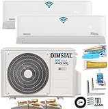 A++/A++ 5m QC Leitungen 2x12000BTU QuickConnect Duo-Split SelfClean WiFi/WLAN/App Steuerung MultiSplit Klimaanlage +Wandhalter MultiSplit INVERTER 2 Innengeräte und Heizung