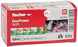 fischer 555005 DUOPOWER 5 x 25, Universaldübel, leistungsstarker 2-Komponenten-Dübel, Kunststoffdübel zur Befestigung in Beton, Ziegeln, Stein, Gipskarton uvm., ohne Schrauben, 100 Stück