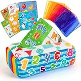 EFO SHM Baby Montessori Spielzeug Interaktive Sensorisches Kleinkind Tücherbox mit Dinosaurier Anzahl Tuch Farbig Seidentuch Pädagogisches Kinderspielzeug Vorschullernen Babyspielzeug ab 6 Monate