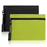 GEEHUA 2 Stück Mini Geldbörse Damen, Leinwand Münzbeutel Geldbeutel Klein und im Kurzformat Brieftasche Münzgeldbörse für Kinder Erwachsene (Grün+Schwarz)