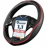 Upgrade4cars Lenkradbezug Rot Schwarz in Leder-Optik | Lenkradhülle Universal 37-38 cm für Sommer & Winter | Autozubehör Innenraum Geschenk-Ideen | Geschenke für Frauen und Männer