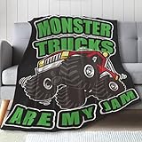 FJAUOQ LKW-Überwurfdecke, Trucks are My Jam-Decke, Geschenk für Jungen, Mädchen, Kinder, weich, gemütlich, warm, flauschig, leicht, Fleece-Flanell, Überwurf für Couch, Reisen, 203 x 152 cm, für