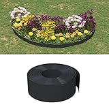 Rasenkante Schwarz 10 m 20 cm Polyethylen, Chaduof Beetumrandungen, Beeteinfassung, Grabumrandung, Zaun Garten, Beetabgrenzung, Beetzaun