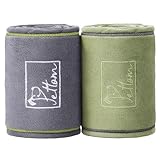 PETTOM 2 Stücke Hundehandtuch Mikrofaser Extra Saugfähig, Handtücher Hund mit Taschen Schnell Trockend, Badehandtuch für Hunde und Katzen 90 * 50cm, Grau&Grün