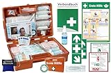 Erste-Hilfe-Koffer M2 für Betriebe nach aktueller DIN/EN 13157 -Komplettpaket- von HM-Arbeitsmedizin mit Beatmungshilfe, Verbandbuch & Hygiene-Ausstattung + Aushang + Folienaufkleber