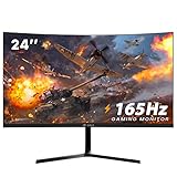 CRUA 24Zoll Curved Gaming-Monitor 144 Hz, 165 Hz 180HZ FHD 1080P PC-Monitor, Computerbildschirm unterstützt Freesync, 100% sRGB-Farbumfang, Augenschutz, DP, HDMI, schwarz