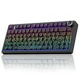 AULA F75 Mechanische Tastatur Gaming,2.4GHz/Type-C/BT5.0 Kabellos Gaming Tastatur 75 Prozent,Seitlich Graviert,Gasket Struktur,Hot-Swap Wireless Tastatur RGB,QWERTY (Schwarz)