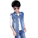 LSERVER Ärmellos Jeans Weste Kinder Jungen Winterjacke Jeansjacke Slim Outwear,104