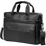 BTDAO Aktentasche aus Leder, 15 Zoll Laptoptasche, Messenger-Schultertasche Arbeitstasche Crossbody-Handtasche für Geschäftsreisen (CFC-Black)