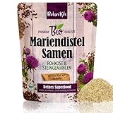 Mariendistelpulver Bio 1kg, die effektivste Heilpflanze für die Leber, 100% reine Silymarin-Quelle, Mariendistelsamen gemahlen von BotaniKils