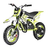kamulouk 49cc Pocket Bike, 2-Takt Dirt Bike, Kinder Motorrad MIT Gasantrieb, PocketBikes MIT Scheibenbremsen Vornetz Hinten (Grün) Grün