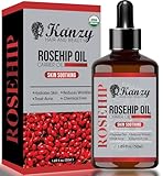 Kanzy Hagebuttenöl Bio Kaltgepresst 100% Rein 50ml Rosehip Oil Wildrosenöl für Haut Haare Nägel Gesichtsöl Körperöl Vegan Hexanfreies Hagebuttenkernöl Anti-Aging Anti-Falten Natürlich