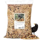 wildtier liebe Futtertraum Amselfutter I Premium Vogelfutter Wildvögel Ganzjährig 5kg mit Beeren & Früchten, Wildvogelfutter Sonnenblumenkerne Schalenlos, Streufutter, Meisenfutter, Rotkehlchen