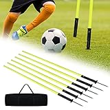 UISEBRT Slalomstangen Fussball Sprunghafte Agilität Stangen Set Slalom Poles Federbelastete Traingsstangen mit Tragetasche, für Agility und Koordinationstraining - 1,5m