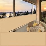 LIUNADM Balkonverkleidung Balkonbespannung 110 x 540 cm Sonnenschutz, Wetterfest, Blickdichte Balkonsichtschutz Sichtschutz mit Ösen Kabelbinder, Kordel für Balkon Balkongeländer, Creme Farben