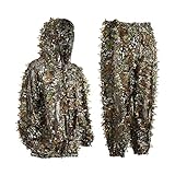 Ghillie Suit, Jagdbekleidung Herren Set, Tarnkleidung Herren Camouflage, Tarnanzug Jagd Wald, Tarnanzug Militär Ghillie Anzug Kinder Damen Herren Jagdhose Jagdjacke Set (Erwachsene-Blätter, L)