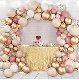 Rosa Gold Luftballons Girlande, 102Stk Aprikose Rosa Nude Weiß balloon Girlande Set mit Gold Konfetti Ballons für Mädchen Frau Geburtstag Party Dekoration, Verlobung, Babyparty, Brautparty, Hochzeit