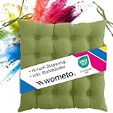 wometo Sitzkissen Stuhl 40x40 Oeko-TEX - grün Sitzpolster Stuhlkissen mit Bändern/Schleifen für Indoor und Outdoor