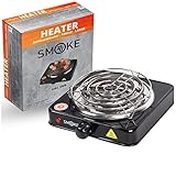 TURBO-POWER Kohleanzünder Smoke2u® BLITZSCHNELL 1000 Watt Hotplate mit Edelstahl Heizspirale Stainless Steel Elektrischer Kohle Anzünder mit Kohlegitter | 5-Stufig mit Überhitzungsschutz |