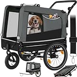 tectake® Fahrradanhänger multifunktional - als Hunde Anhänger Wagen für Fahrrad und e Bike, Jogger oder Buggy, Belastbarkeit bis 40kg, faltbar, schneller Umbau, inkl. Sicherheits Zubehör - grau