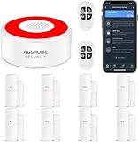 AGSHOME Alarmanlage 11 Stück, WLAN Smart Alarm System mit fürs Home Security, Echtzeit App Push, Beliebig Erweiterbar- funktioniert mit Alexa, für Tür Fenster, Wohnmobil, Wohnung,Garage