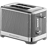 Russell Hobbs 28092 Strukturierter Toaster, 2 Scheiben - Modernes Design mit Lift and Look-Funktion mit Einfrier-, Annullier- und Heizeinstellungen, grau