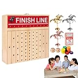 Pferderennen Spiel | Familienspielabend für alle Altersgruppen | Pferderennen Brettspiel aus Holz | Logisches Denken Herausforderungsspielzeug mit Caba-Würfelkarten