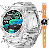 ESFOE Smartwatch für Herren mit 123 Sportmodi, 1,39 Zoll HD Smartwatch mit Bluetooth-Anrufen, Schlafmonitor/Herzfrequenz, 400 mAh, Militär, Smart Watch für iOS Android, Silber